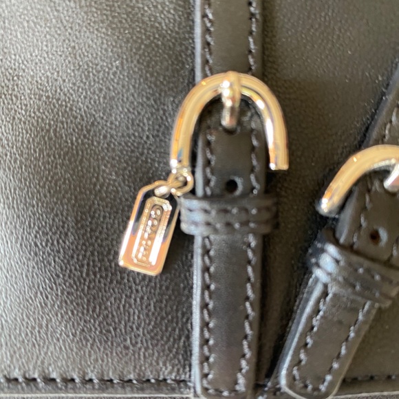 Coach Clutch/Wristlet Black Leather with Silver tone Buckle Detail - Picture 4 of 9